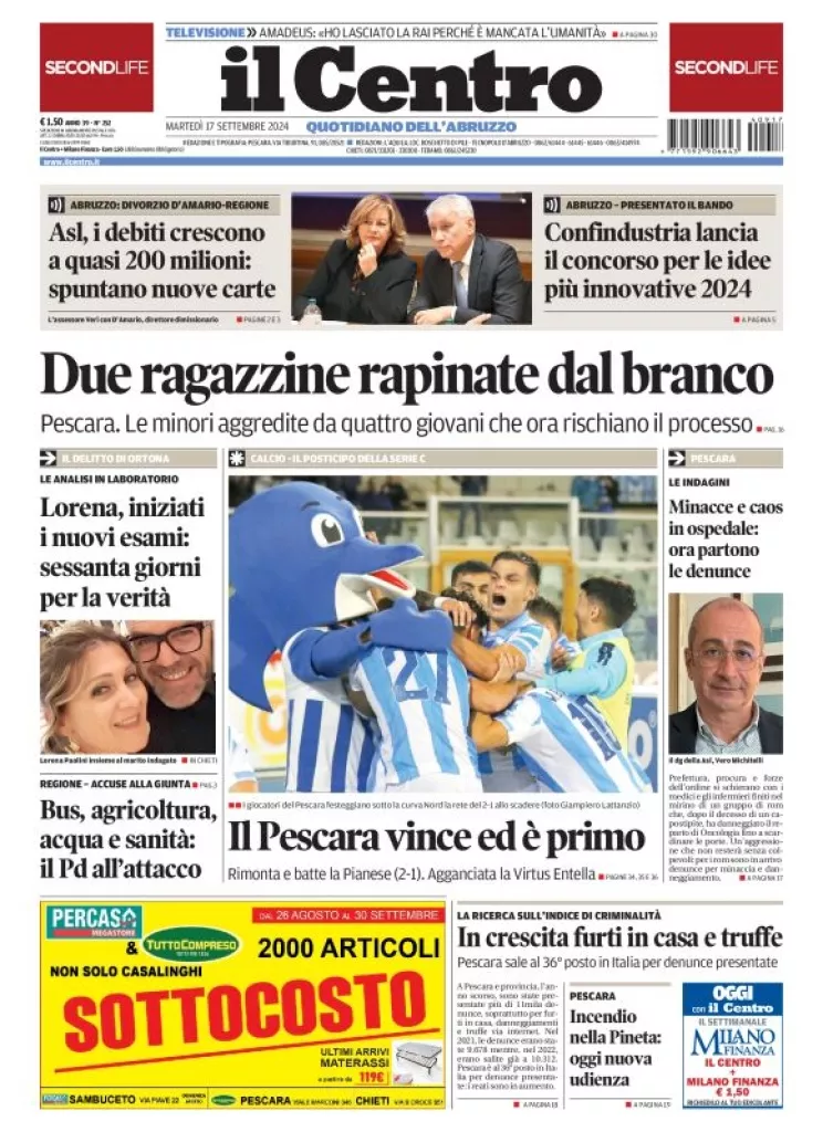 Prima-pagina-il centro-oggi-edizione-del-2024-09-17